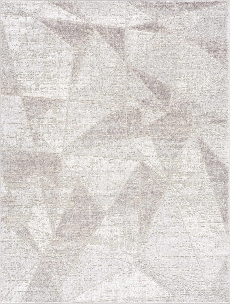 Modern Geometrical Ivory, Silver and Purple Area Rug - The Rug Decor