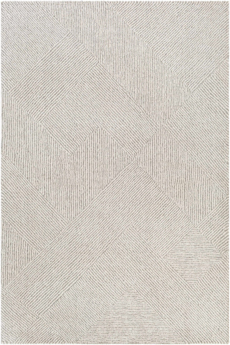 Modern Geometrical Stripes Pattern Beige and Gray Contemporary washable Area Rug - The Rug Decor