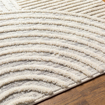 Modern Geometrical stripes Texture Beige high low Area Rug - The Rug Decor