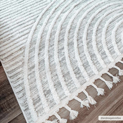 Modern Geometrical stripes Texture Beige high low Area Rug - The Rug Decor