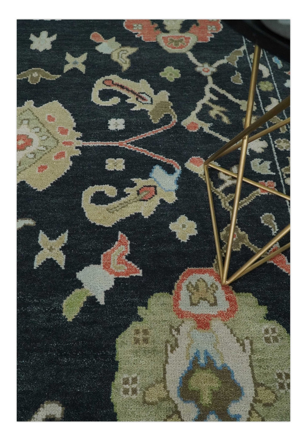 Modern Hand Knotted 3x5, 4x6, 5x8, 6x9, 8x10, 9x12, 10x14 and 12x15 Black and Multicolor Traditional Vintage Persian Oushak Wool Rug | TRDCP997810 - The Rug Decor