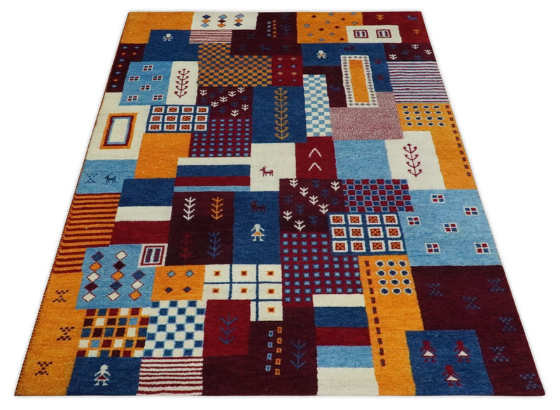 Modern Hand Knotted 6x8 Multicolor Abstract Wool Traditional Antique Southwestern Lori Gabbeh | TRDPC16 - The Rug Decor