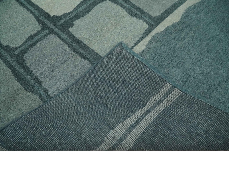 Modern Hand Knotted 6x8 Teal, Gray and Ivory Abstract Wool Traditional Antique Southwestern Lori Gabbeh | TRDPC19 - The Rug Decor