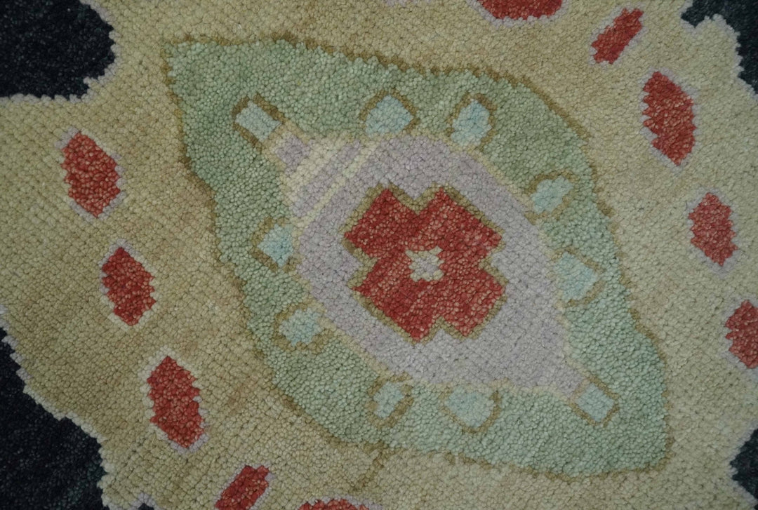 Modern Hand Knotted Black and Multicolor 10x14 Traditional Oushak Wool Rug - The Rug Decor