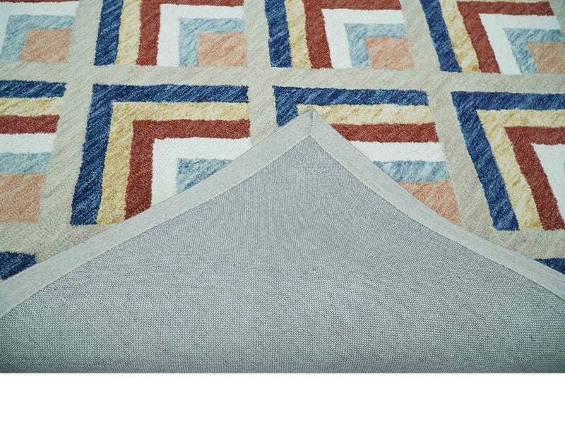 Modern Hand Tufted Multicolor Geometrical Pattern wool Rug - The Rug Decor