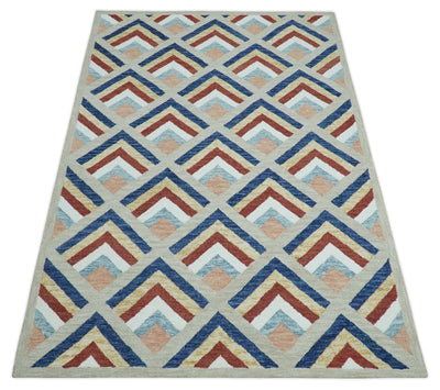 Modern Hand Tufted Multicolor Geometrical Pattern wool Rug - The Rug Decor