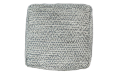 Modern Handwoven Gray Blue Pouf Ottoman Made with Viscose, Contemporary Chevron Design, footstool, couch, side table | TRD109 - The Rug Decor