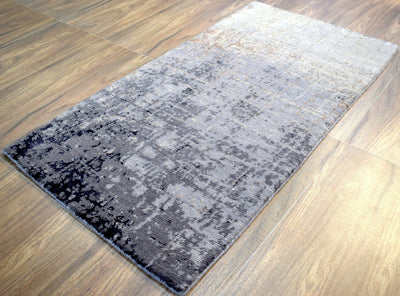 Modern Indo Tibetan Wool and Bamboo Silk 2' by 4' Area Rug |The Rug Decor |TRD184224 - The Rug Decor