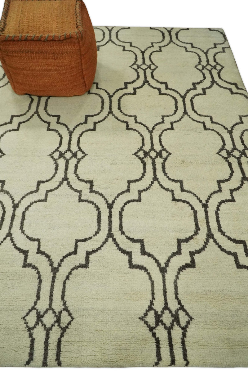 Modern Moroccan Trellis 6x8 Ivory and Brown Natural Farmhouse Wool Hand Woven Rug | HL1 - The Rug Decor