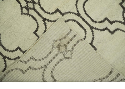 Modern Moroccan Trellis 6x8 Ivory and Brown Natural Farmhouse Wool Hand Woven Rug | HL1 - The Rug Decor