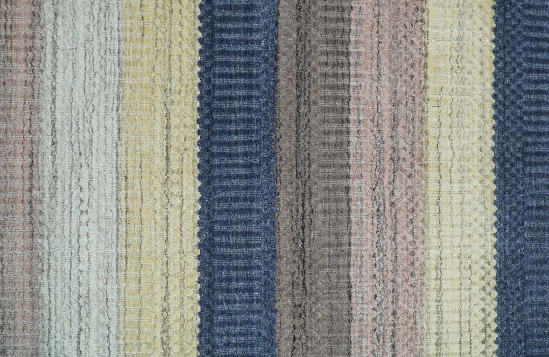 Modern Ombre 8x10 Hand Made Blue, Peach, Brown and Mustard Scandinavian Blended Wool Flatwoven Area Rug | KE39 - The Rug Decor