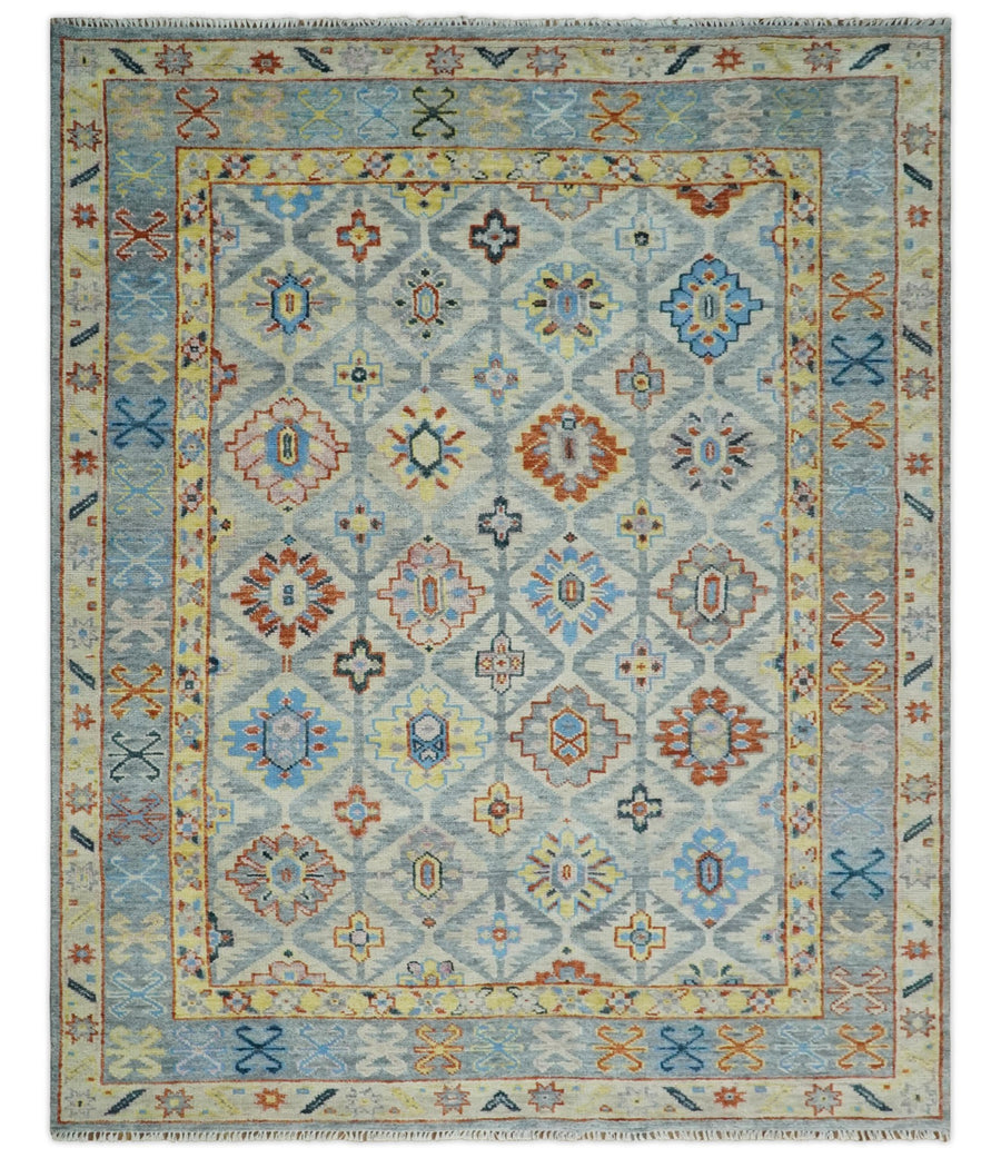 Modern Oushak 8x10, 9x12, 10x14 and 12x15 Hand Knotted Persian Blue Colorful Wool Area Rug | TRDCP864810 - The Rug Decor