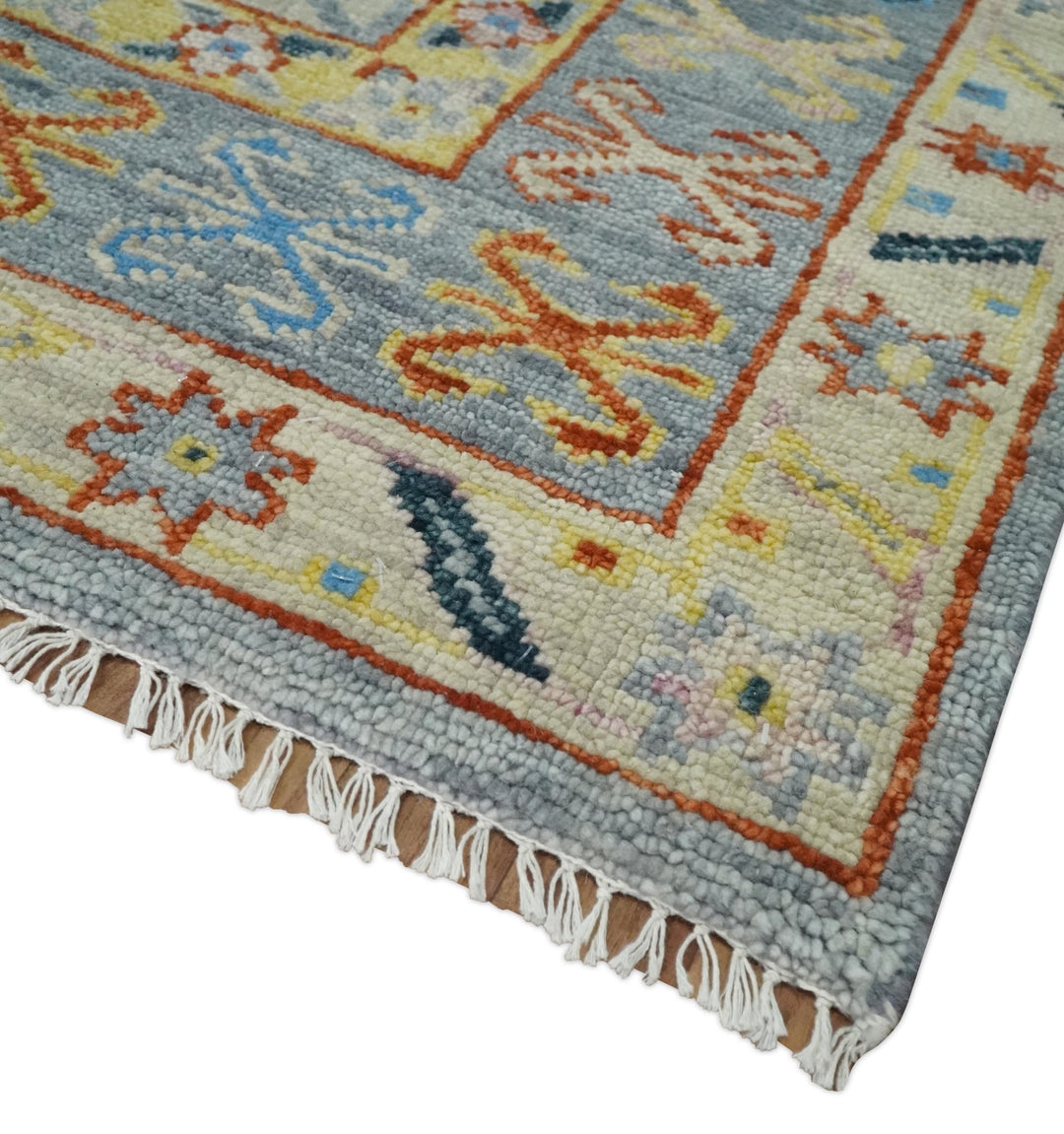 Modern Oushak 8x10, 9x12, 10x14 and 12x15 Hand Knotted Persian Blue Colorful Wool Area Rug | TRDCP864810 - The Rug Decor