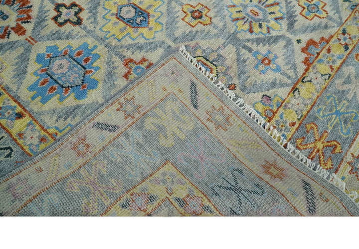 Modern Oushak 8x10, 9x12, 10x14 and 12x15 Hand Knotted Persian Blue Colorful Wool Area Rug | TRDCP864810 - The Rug Decor