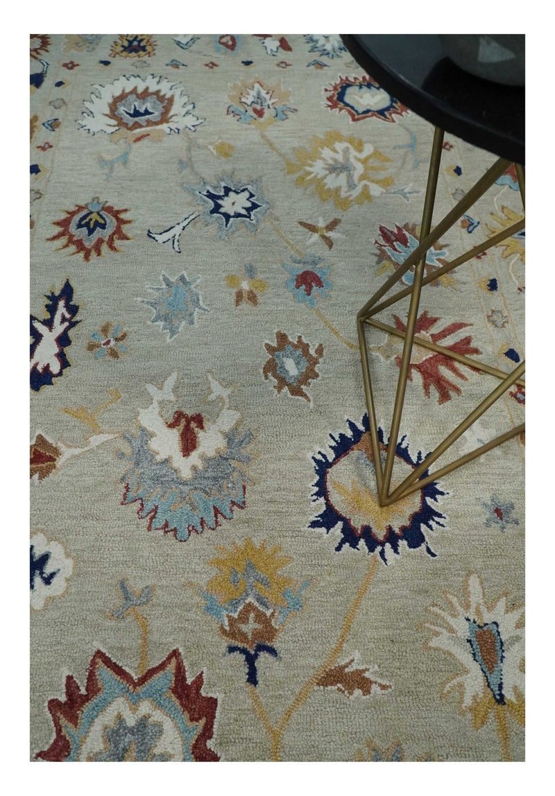Modern Oushak Colorful Multi Size Hand Tufted Beige Vibrant Rug - The Rug Decor