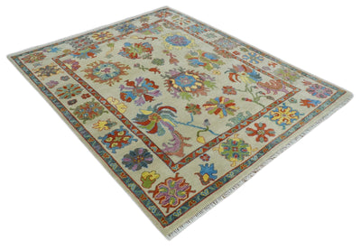 Modern Oushak Hand Knotted 8x10 Beige with Traditional Wool Area Rug - The Rug Decor