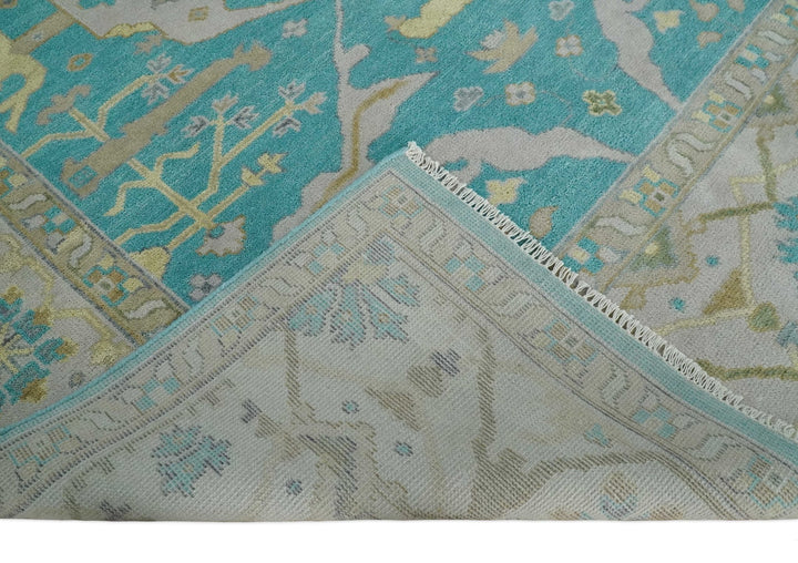 Modern Oushak Hand Knotted 8x10 Persian Blue and Silver Antique Wool Area Rug | TRDCP912810 - The Rug Decor