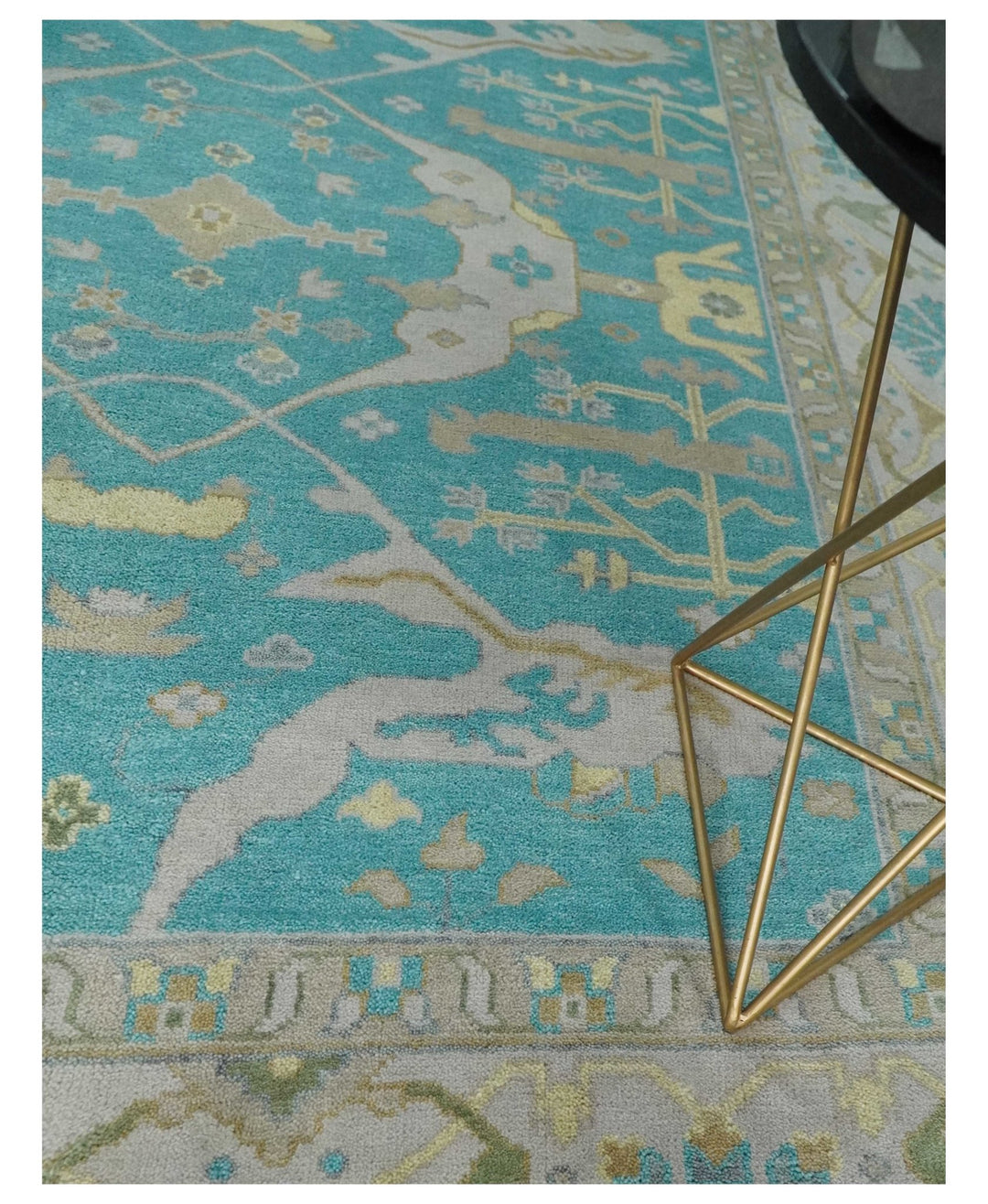 Modern Oushak Hand Knotted 8x10 Persian Blue and Silver Antique Wool Area Rug | TRDCP912810 - The Rug Decor
