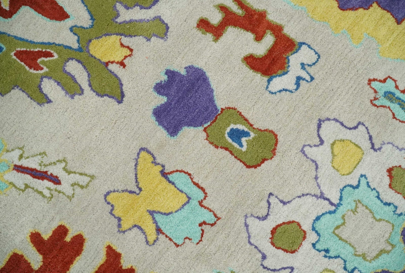Modern Oushak Rug Hand Tufted Beige and Blue Colorful Rug, Kids, Living Room and Bedroom Rug | TRD6482 - The Rug Decor