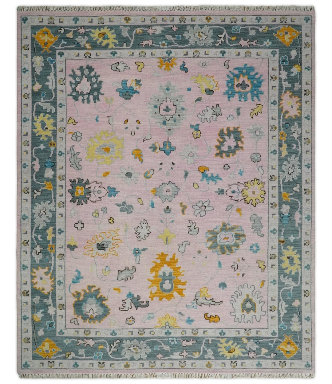 Modern Persian Oushak Pink and Gray 6x9, 8x10, 9x12, 10x14 and 12x15 Wool Vibrant Colorful Hand knotted Oushak Area Rug | TRD2788 - The Rug Decor