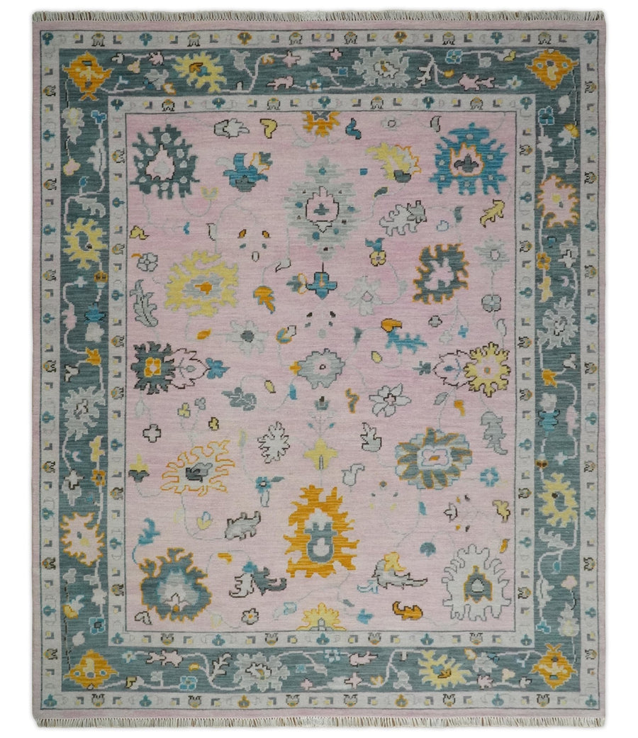 Modern Persian Oushak Pink and Gray 6x9, 8x10, 9x12, 10x14 and 12x15 Wool Vibrant Colorful Hand knotted Oushak Area Rug | TRD2788 - The Rug Decor