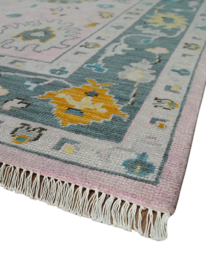 Modern Persian Oushak Pink and Gray 6x9, 8x10, 9x12, 10x14 and 12x15 Wool Vibrant Colorful Hand knotted Oushak Area Rug | TRD2788 - The Rug Decor