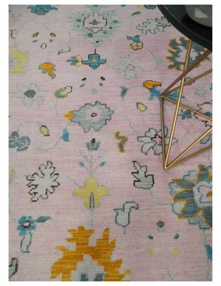 Modern Persian Oushak Pink and Gray 6x9, 8x10, 9x12, 10x14 and 12x15 Wool Vibrant Colorful Hand knotted Oushak Area Rug | TRD2788 - The Rug Decor