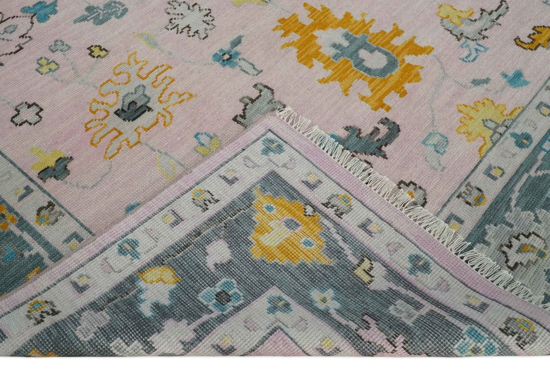 Modern Persian Oushak Pink and Gray 6x9, 8x10, 9x12, 10x14 and 12x15 Wool Vibrant Colorful Hand knotted Oushak Area Rug | TRD2788 - The Rug Decor