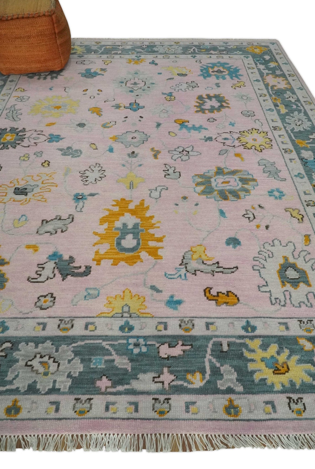 Modern Persian Oushak Pink and Gray 6x9, 8x10, 9x12, 10x14 and 12x15 Wool Vibrant Colorful Hand knotted Oushak Area Rug | TRD2788 - The Rug Decor