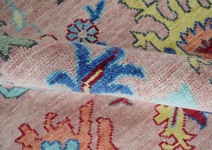 Modern Pink Rug 8x10 and 9x12 Wool Colorful Hand knotted Oushak Area Rug - The Rug Decor