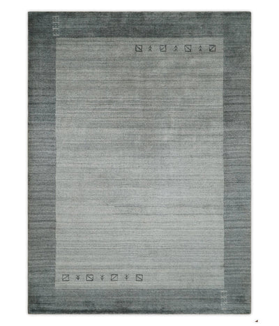 Modern Scandinavian 5x6.5 Gray and Silver Blended Wool Hand Woven Area Rug | HL48 - The Rug Decor