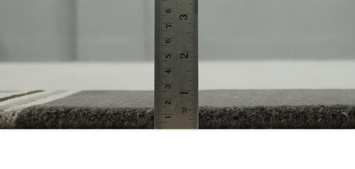 Modern Scandinavian 6x8 Silver and Brown Wool Hand Woven Area Rug | HL9 - The Rug Decor