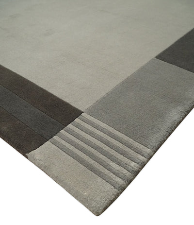 Modern Scandinavian 6x8 Silver and Gray Wool Hand Woven Area Rug | HL8 - The Rug Decor