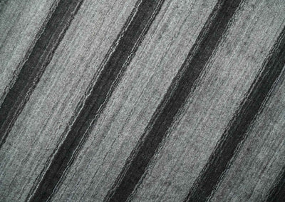 Modern Scandinavian Stripes Style 5x7 Silver and Gray Wool Hand Woven Area Rug | HL11 - The Rug Decor