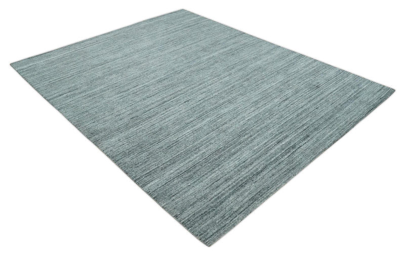 Modern Shaded Solid Handloom Silver, Charcoal and Gray 8x10 Contemporary Wool Area Rug | TRD10283810S - The Rug Decor