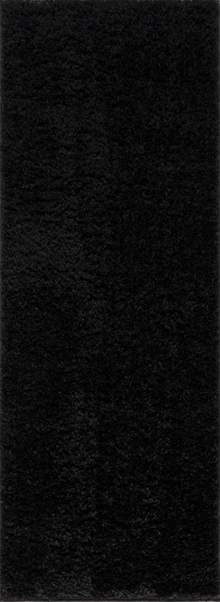 Modern Solid Black Plush Pile Moroccan Style Washable Area Rug - The Rug Decor