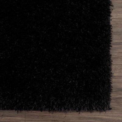 Modern Solid Black Plush Pile Moroccan Style Washable Area Rug - The Rug Decor