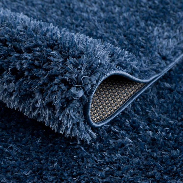 Modern Solid Blue Plush Pile Moroccan Style Washable Area Rug - The Rug Decor