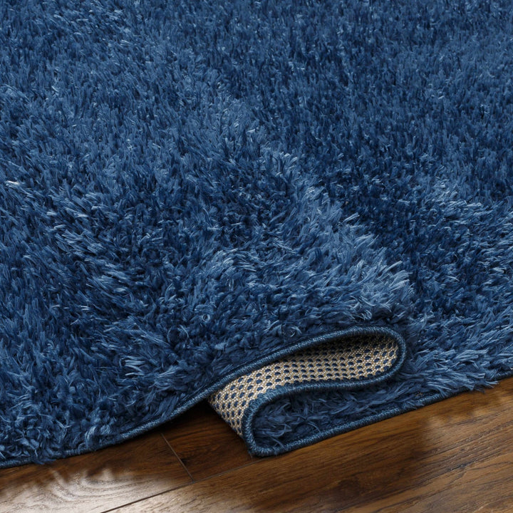 Modern Solid Blue Plush Pile Moroccan Style Washable Area Rug - The Rug Decor