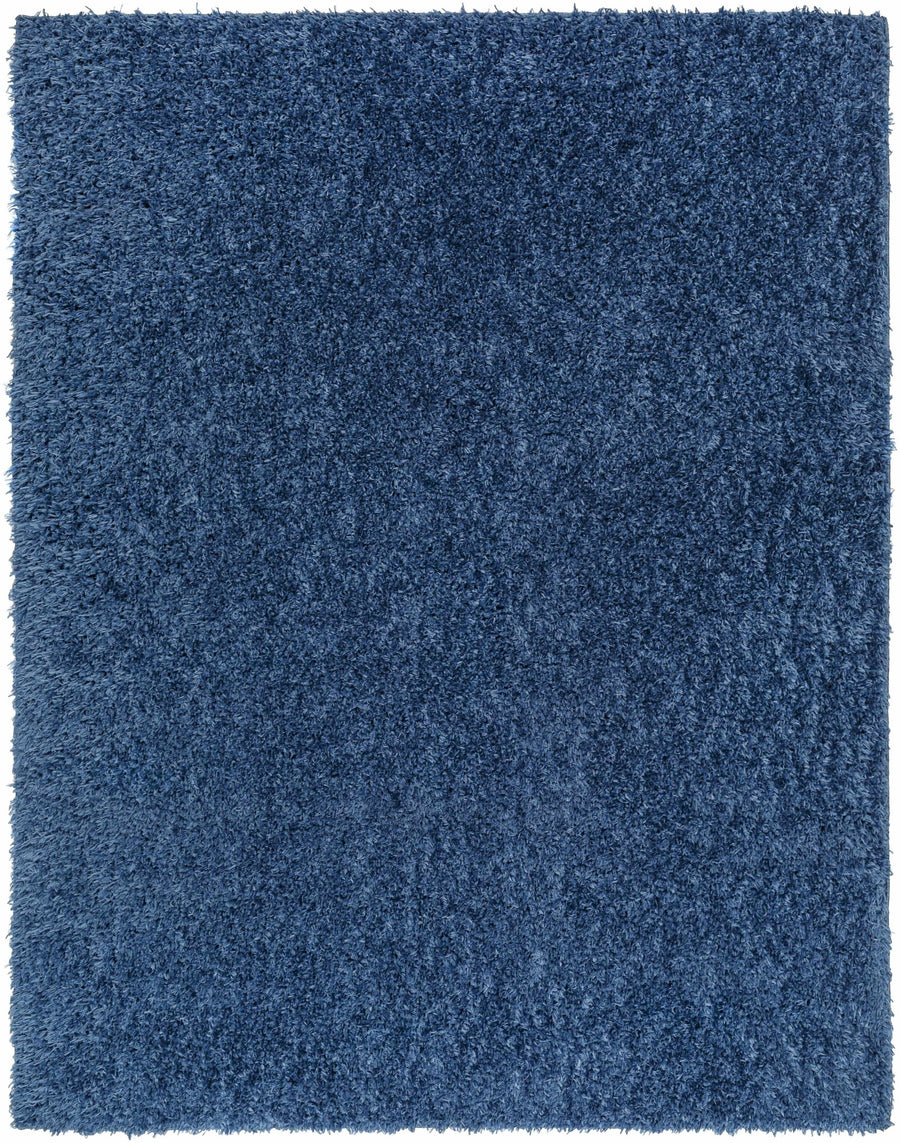 Modern Solid Blue Plush Pile Moroccan Style Washable Area Rug - The Rug Decor