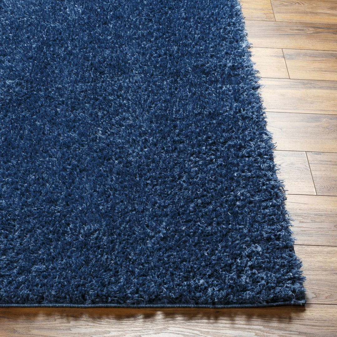 Modern Solid Blue Plush Pile Moroccan Style Washable Area Rug - The Rug Decor