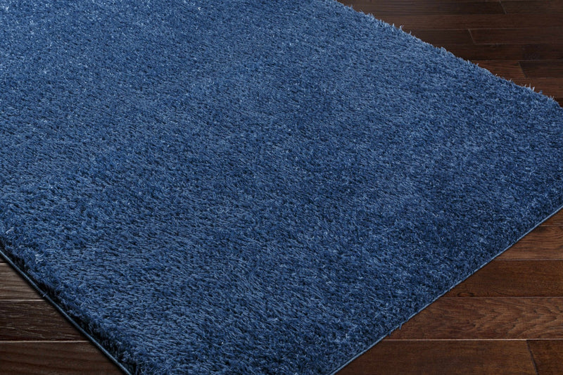 Modern Solid Blue Plush Pile Moroccan Style Washable Area Rug - The Rug Decor