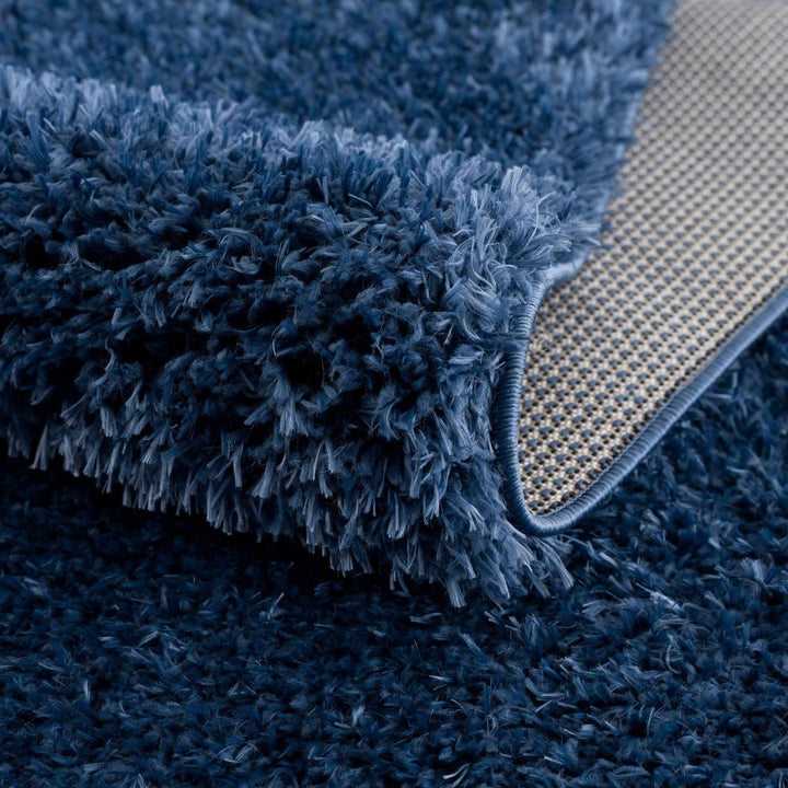 Modern Solid Blue Plush Pile Moroccan Style Washable Area Rug - The Rug Decor