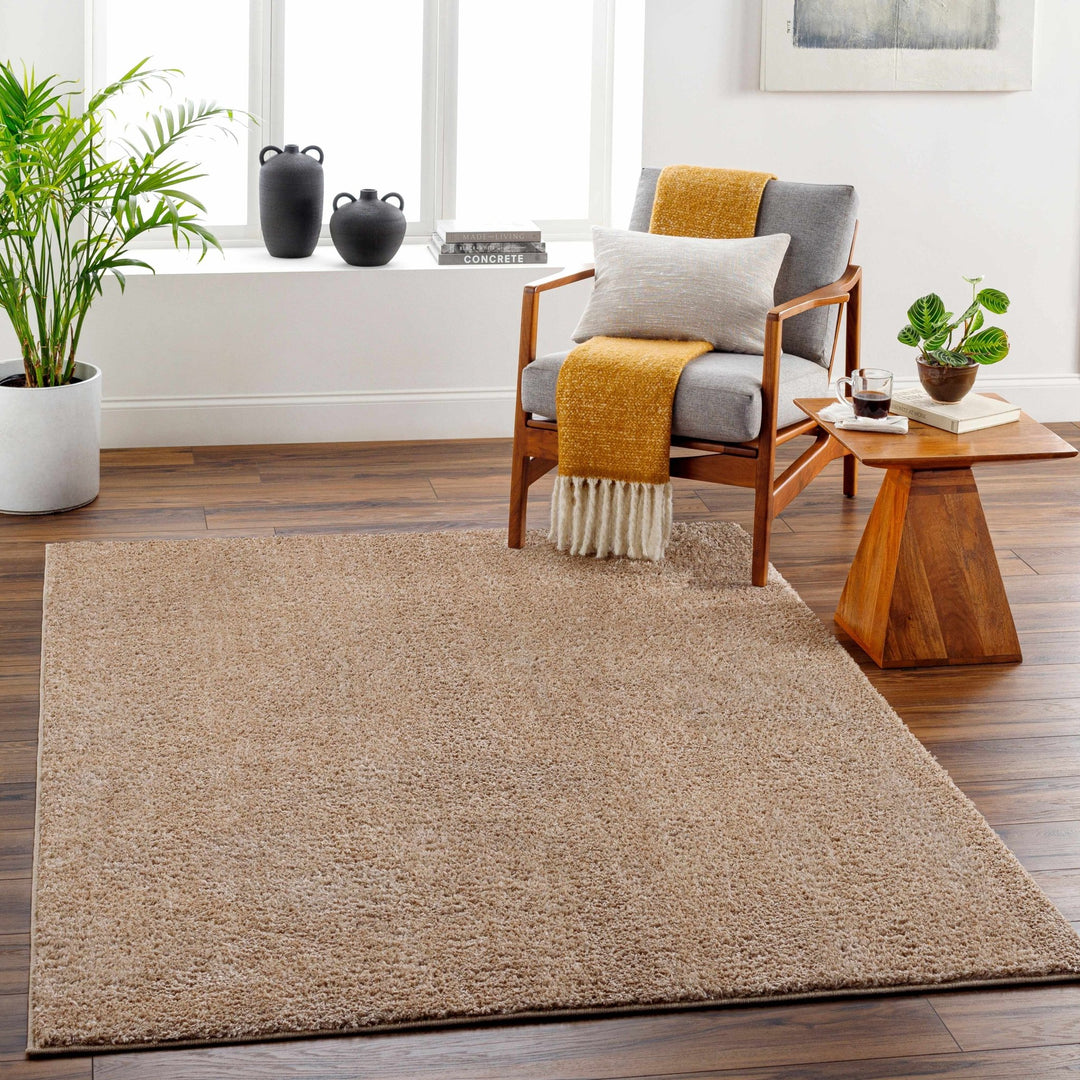 Modern Solid Design Brown High Pile Washable Area Rug - The Rug Decor