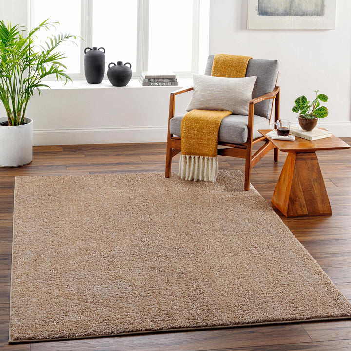 Modern Solid Design Brown High Pile Washable Area Rug - The Rug Decor