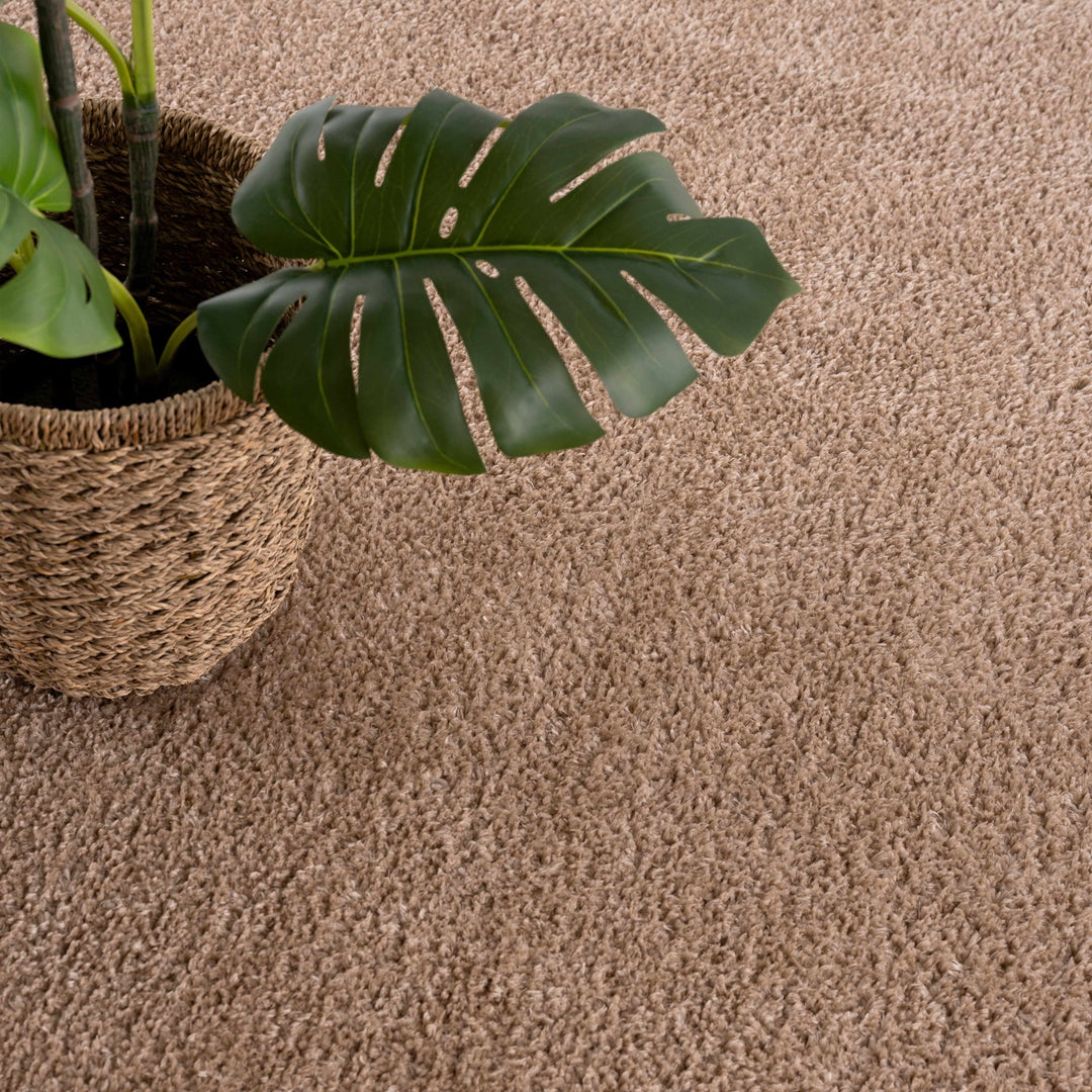 Modern Solid Design Brown High Pile Washable Area Rug - The Rug Decor