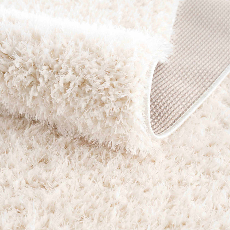 Modern Solid Ivory Plush Pile Moroccan style Washable Area Rug - The Rug Decor