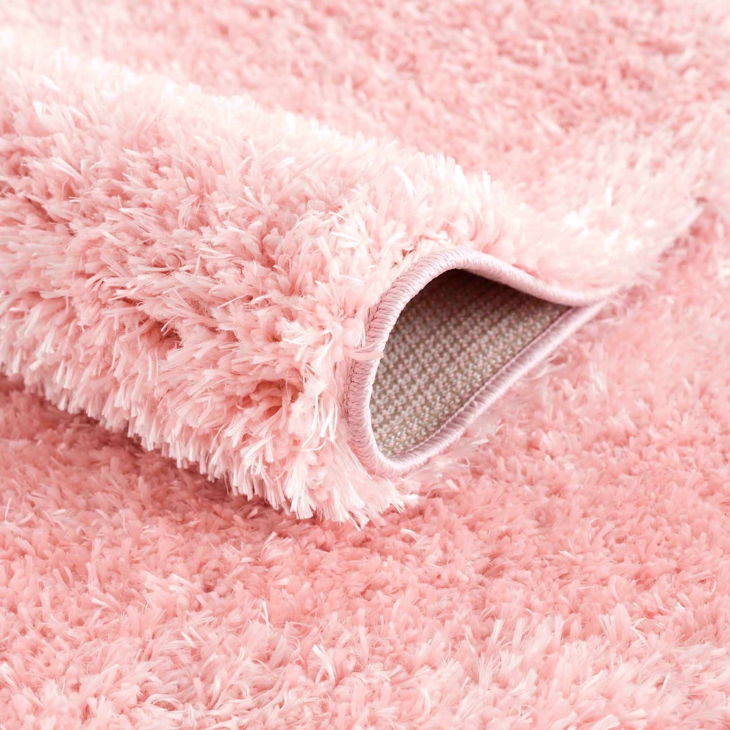 Modern Solid Pink Plush Pile Moroccan Style Washable Area Rug - The Rug Decor