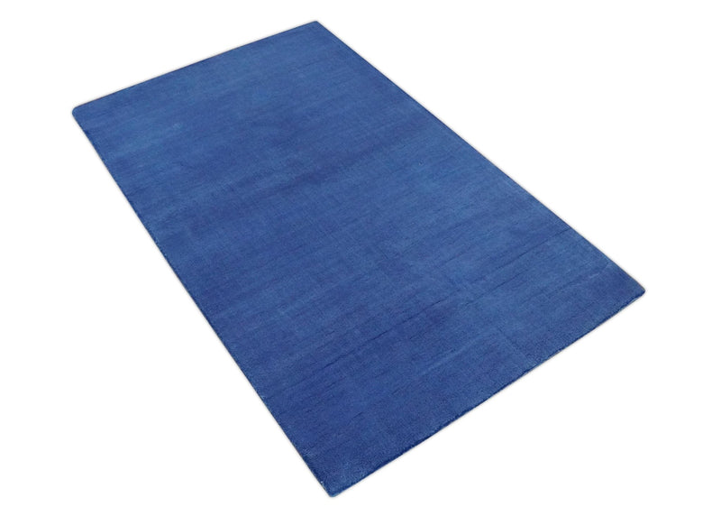 Modern Solid Plane Blue 4x6 Hand loom wool Area Rug - The Rug Decor