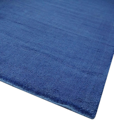 Modern Solid Plane Blue 4x6 Hand loom wool Area Rug - The Rug Decor